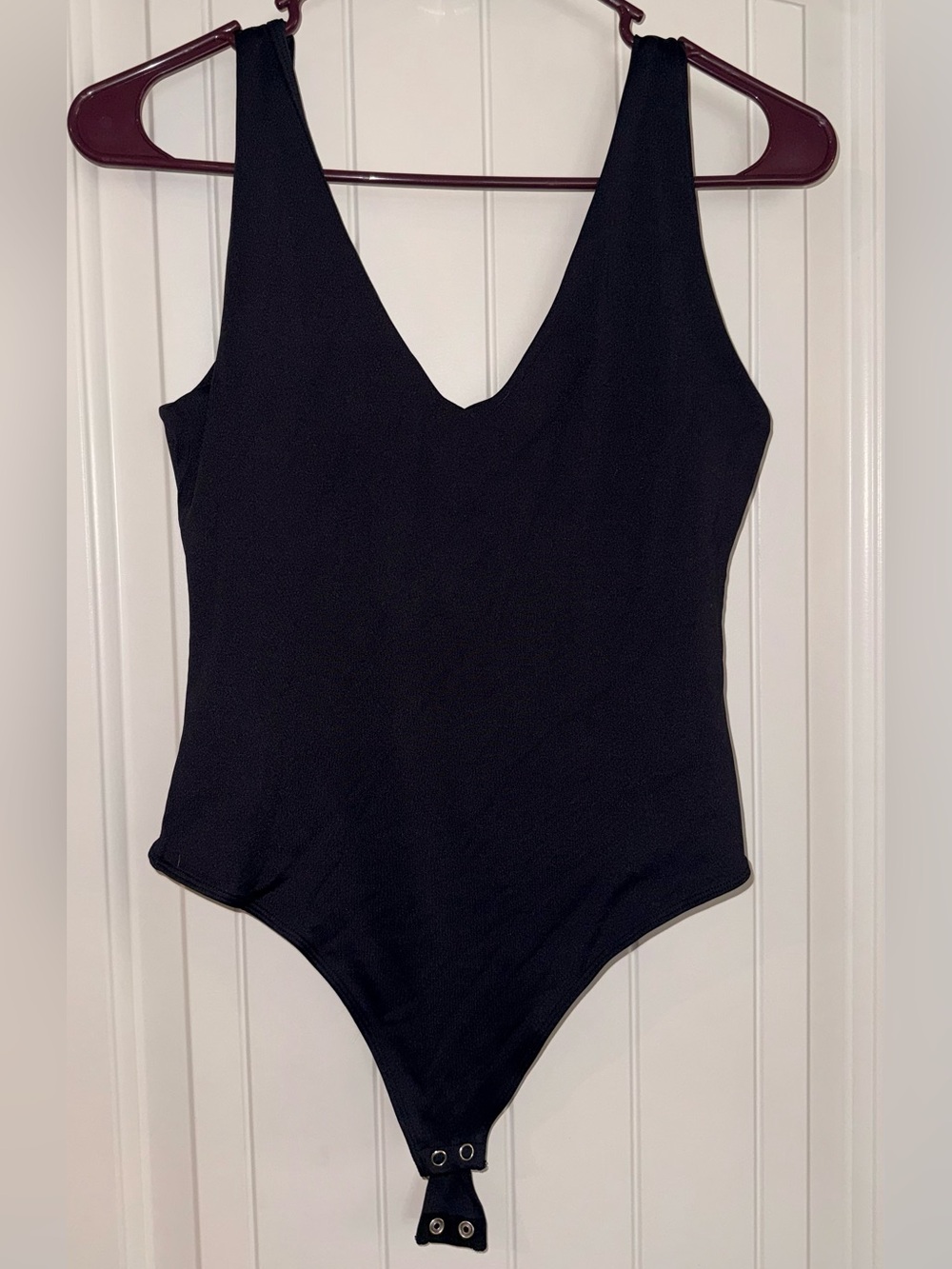 And Now This Black V-Neck Thong Bodysuit Size Medium